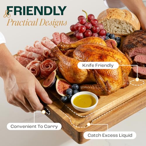Extra Large Acacia Wood Cutting Board for Kitchen (Acacia / 24"L x 18"W)