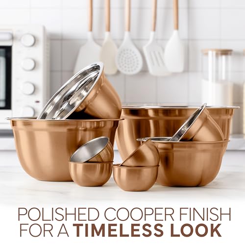 18 Piece Mixing Bowls Set with Airtight Lids (Copper)