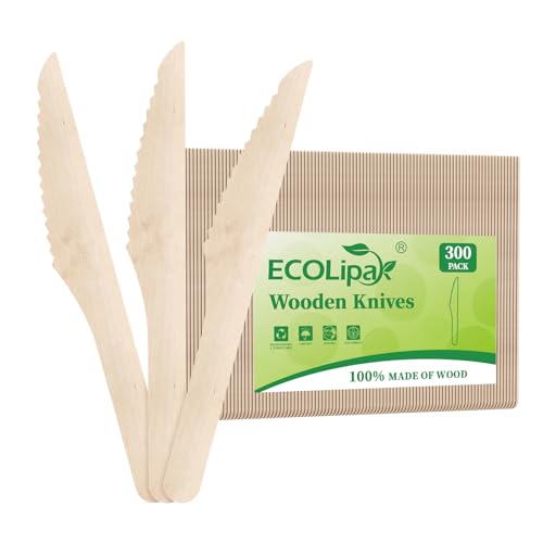 300 PACK Wooden Cutlery Set Disposable Forks Spoons Knives