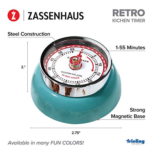 Magnetic Retro 60 Minute Kitchen Timer (Teal / 2.75 inch)