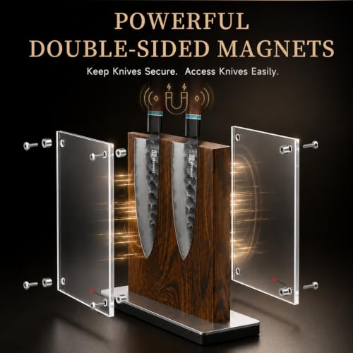 Magnetic Kitchen Knife Block Holder with Acrylic Shield (9.5 inches)
