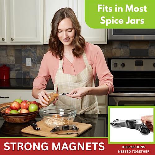 Stainless Steel Magnetic Measuring Spoons Set of 8 with Leveler