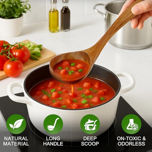 Best Wooden Spoons for Cooking Spoon Set Large Acacia Wood Ladles Spoon Kitchen Utensils Cooking Spatula Long Mixing Serving Spoons Baking Ladle Bamboo Stirring Spoons Kitchen Tools Utensil