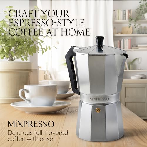 9 Cup Moka Pot Stovetop Espresso Maker (Stainless Steel / 9 Espresso Cups)