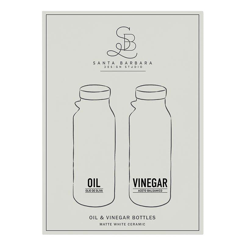 TableSugar Oil and Vinegar Bottle Set Gift Boxed Wood and Ceramic Oil
