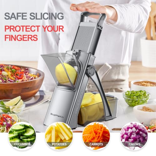 Safer Mandoline Slicer for Kitchen (Gray)