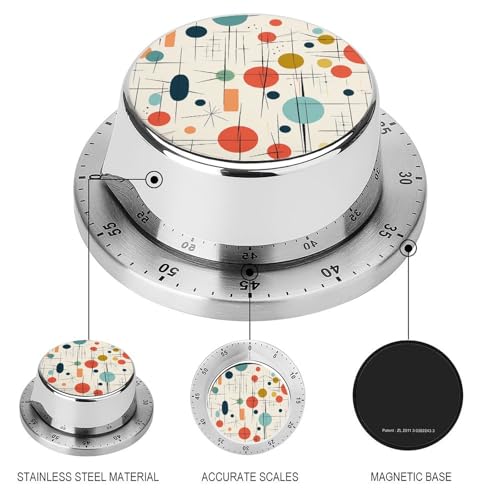 Kitchen Timers for Cooking Modern Mid Century Printed Stainless Steel Timer Mechanical Kitchen Timer for Kitchen