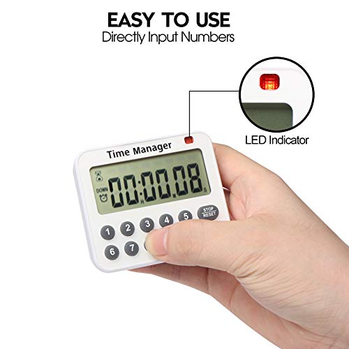 Magnetic Digital Kitchen Timer with Direct Numerical Keypad (Red-1)
