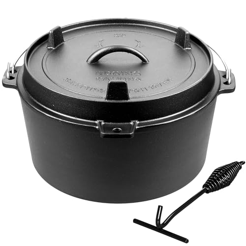 Pre Seasoned Cast Iron Camping Dutch Ovens (8QT)
