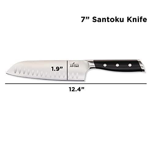 Forged German Stainless Steel Santoku Knife (Silver/Black / 7")