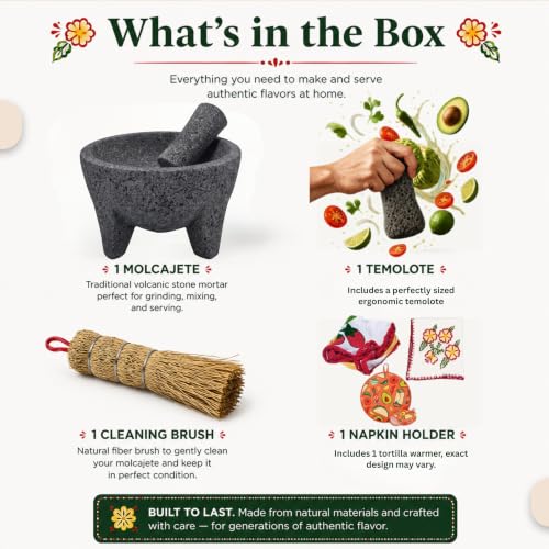 The Original Molcajete Mexicano Bowl Handmade of Authentic Lava Rock