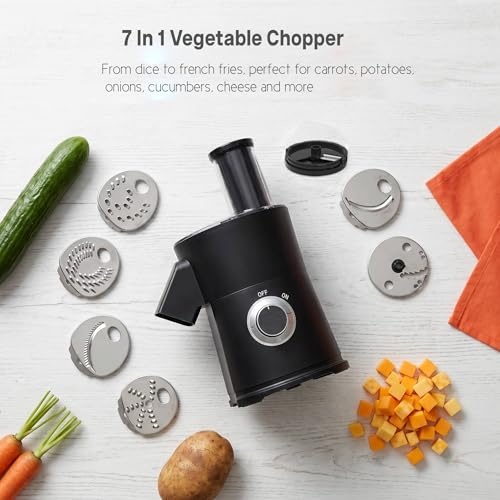 7 In 1 Vegetable Chopper Electric Veggie Onion French Fry Cutter Garlic Mincer Potato Slicer Food Vegetable Dicer Cheese Grater Carrot Shredder Kitchen Gadgets Essentials House Warming Gifts New Home (Black)