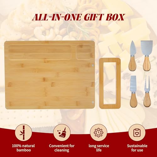 Bamboo Charcuterie Boards Cheese Board Knife Set14‘’x11‘’