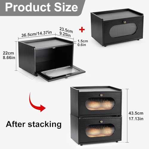 Bread Box Countertop Storage Container Bread Bin Morden Bread Boxes for Kitchen Counter Keeping Fresh Rustic Wood Seasoning Organizer Retro