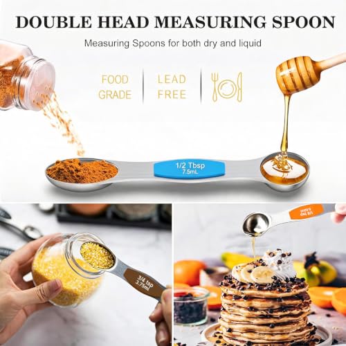 Stainless Steel Measuring Cups and Spoons Set of 16 (Multicolor)