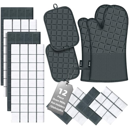 Oven Mitts Pot Holders Sets (Deep Green)