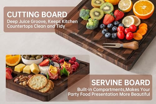 Walnut Cutting Boards for Kitchen Solid Wood End Grain 17"×13"×1" (Walnut / 17"L x 13"W)