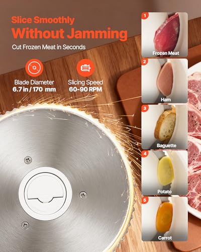 Meat Slicer 6.7" Foldable Electric Cutter with Dual Security Lock