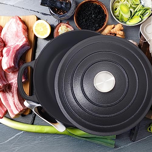 6 Quart Dutch Oven Enameled Cast Iron with Lid (Matte Black(No Enameled) / 6 QT)