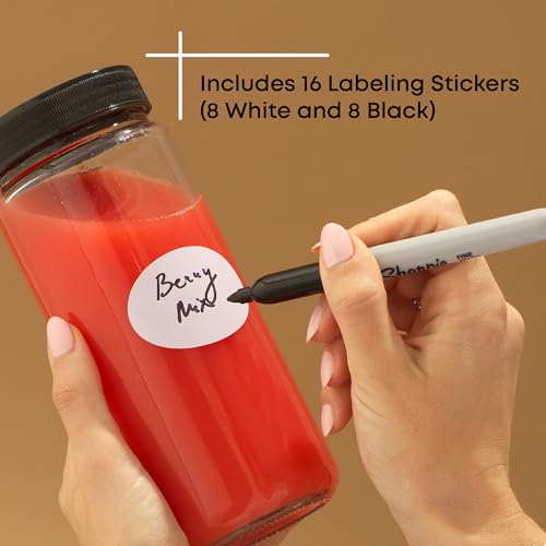 Glass Juice Bottles with Lids 16oz