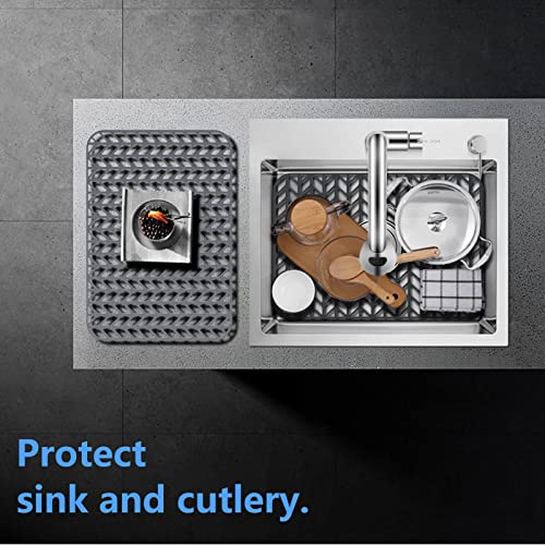 Sink Protectors for Kitchen Sink 12" 13" 16" 18" 19" 24" 26" 28" 29" 30" Silicone Sink mat (18.2"x12.5" / Gray)