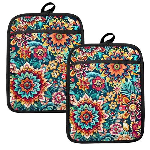 Coastal Beach Seashell Coral Starfish Oven Mitts Set