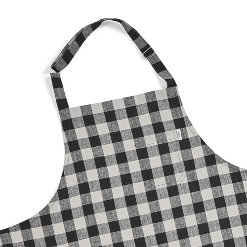 Linen Bib Apron for Men & Women Checkered Apron
