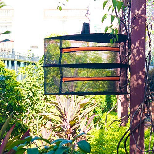 Herb Drying Rack Folding Mesh Hanging Basket Dryer Net with Orange Zippers for Seeds Flowers Buds Plants Garden Outdoor Bumper Harvest
