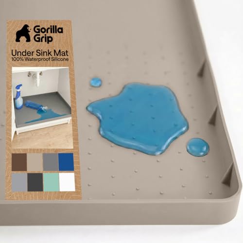 Waterproof Silicone Under Sink Mat with Raised Lip for Kitchen and Bathroom