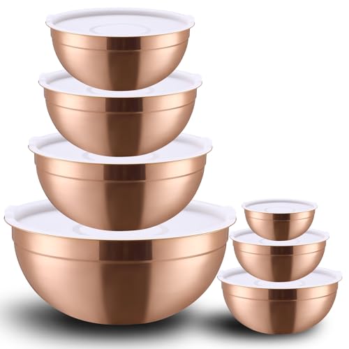Gold Mixing Bowls with Lids Set of 7