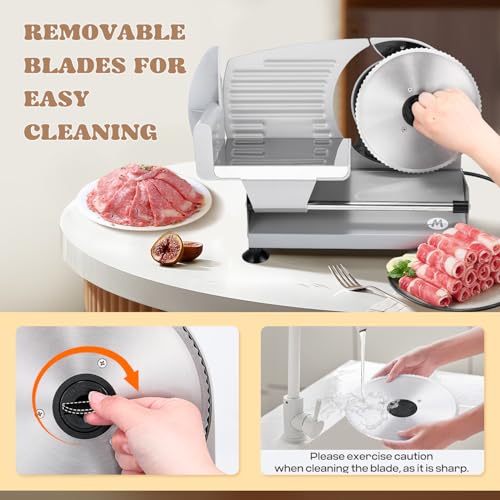 Meat Slicer Electric with 2 Removable Stainless Steel Blades