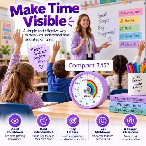Magnetic Visual Timer for Classroom (Purple)