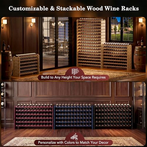 Stackable Modular Wine Rack Stackable Storage Stand Wooden Wine Holder Display Shelves