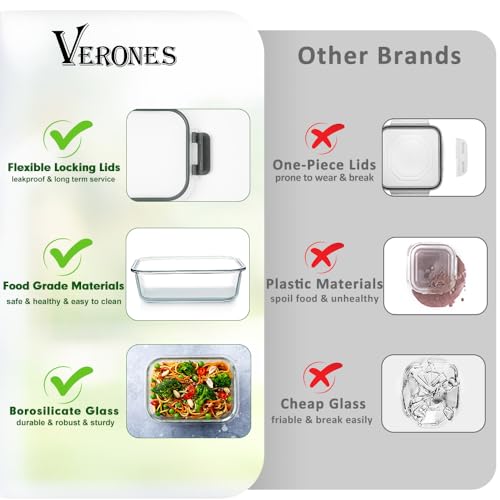 12 Packs Glass Food Storage Containers Set with Lids (White / 24 Pieces)