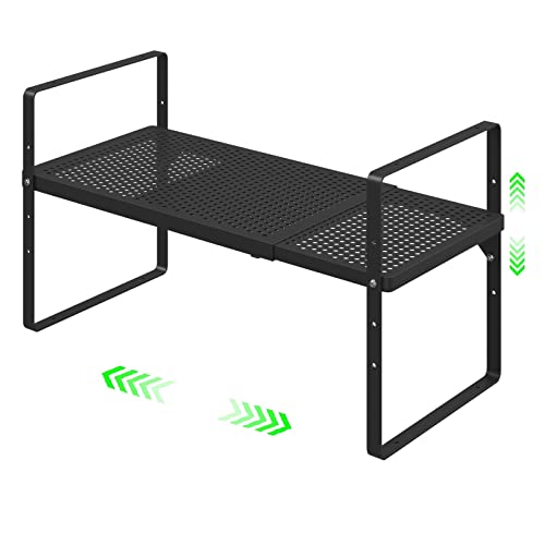 Expandable Cabinet Storage Shelf Stackable Organizer Rack for Kitchen Bathroom Pantry Spice Cupboard Coffee Countertop Home Office Desk Heavy Duty Nonslip