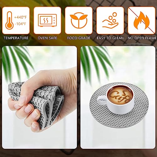 Silicone Trivets Bulk Hot Pads for Kitchen (Gray, Black)