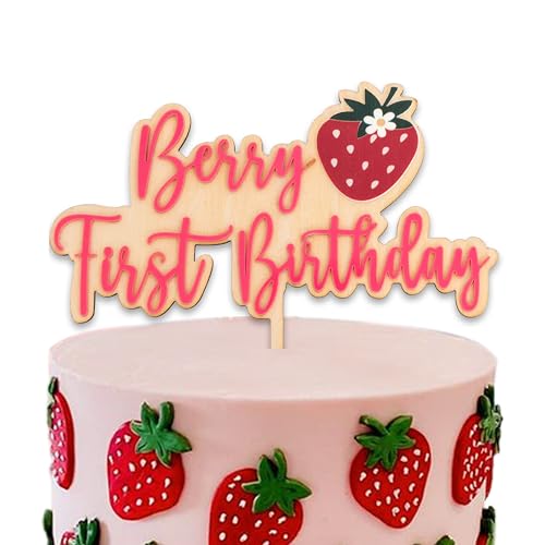 Strawberry Berry First Birthday Cake Topper