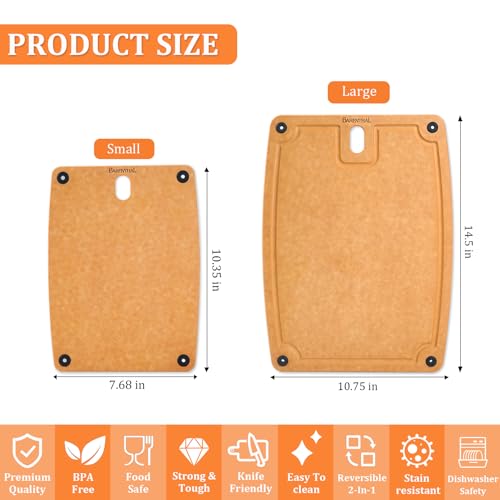 Cutting Boards for Kitchen Dishwasher Safe Eco (2 Pack: Large + Small)