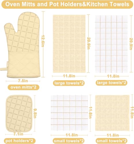 Oven Mitts Pot Holders Sets (Beige)