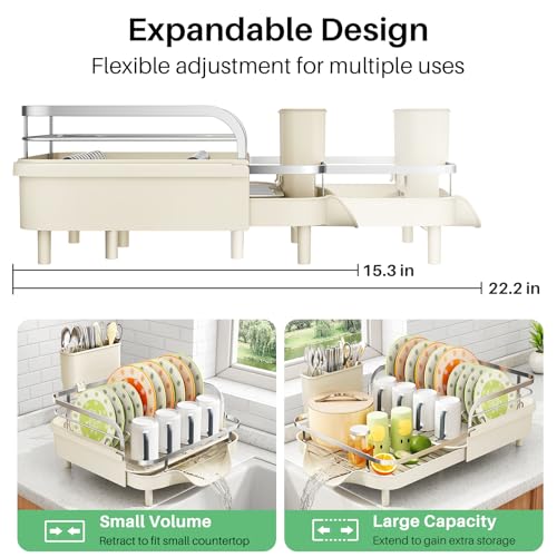 Expandable Dish Drying Rack for Small Kitchen Counter