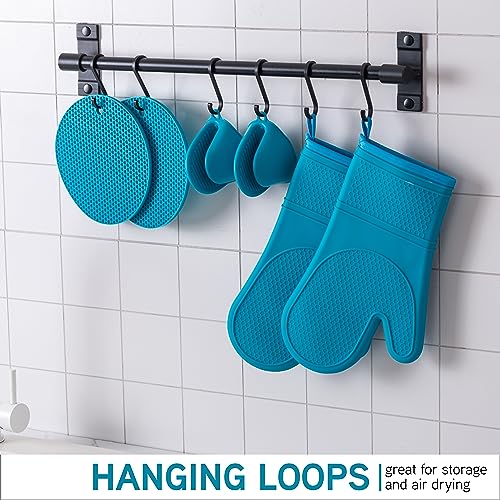 Silicone Oven Mitts (Teal / Mitt Set)
