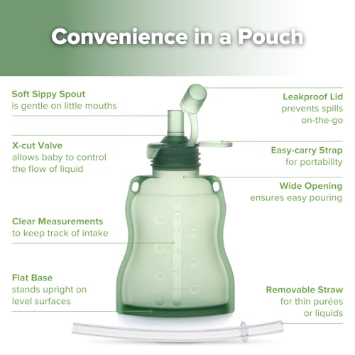 Reusable Baby Food Pouches Refillable Baby Squeeze Silicone Yummy Pouch