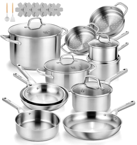 Stainless Steel Cookware Set 23 PCS With 5 (Silver / 23 Pcs)