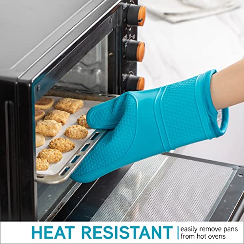 Silicone Oven Mitts (Teal / Mitt Set)