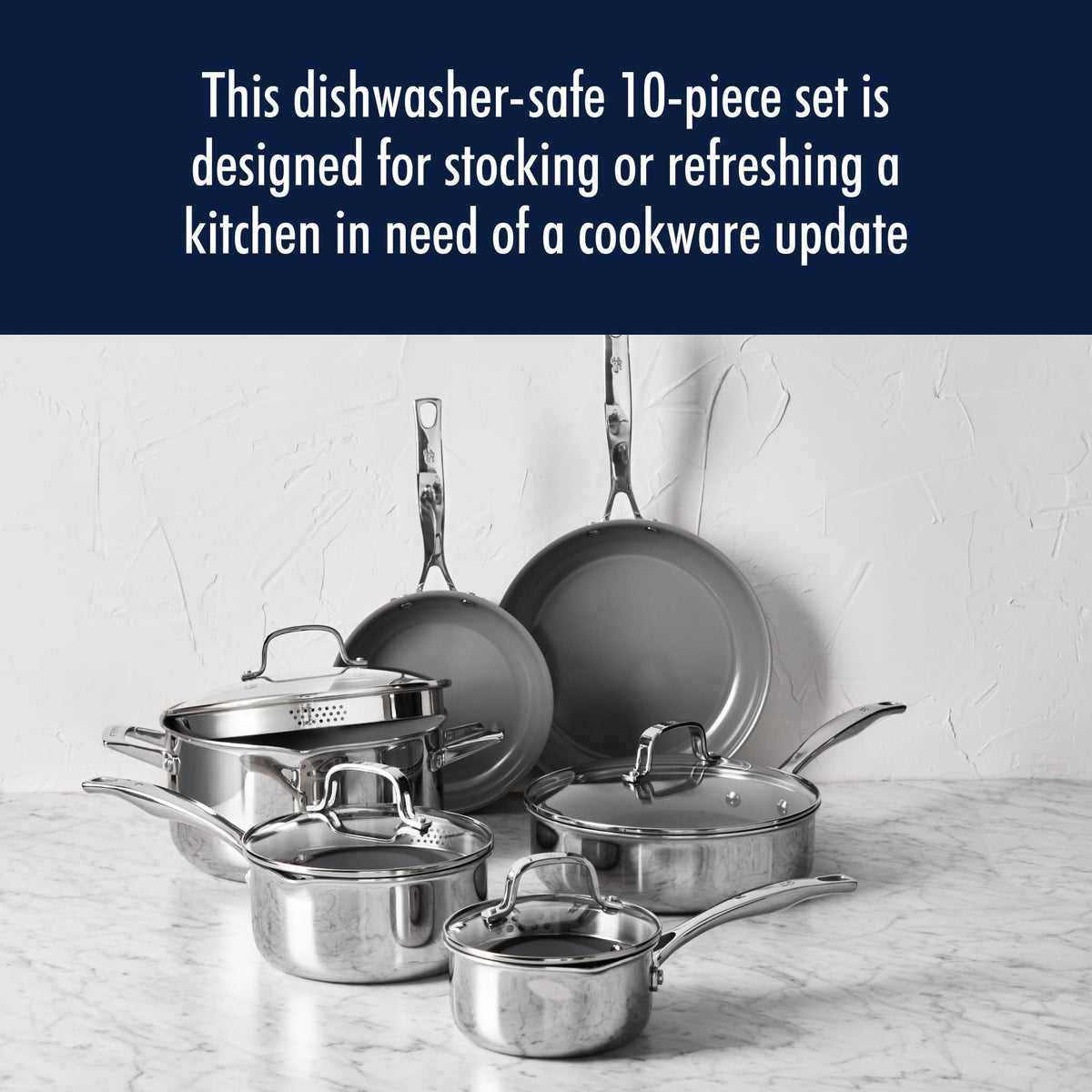 Clad H3 10 pc Induction Ceramic Nonstick Pot and Pan Set (Ceramic / 10-pc - Clad H3)