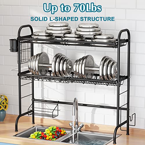 3 Tier Over The Sink Dish Drying Rack (3 Tier,black)