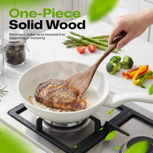 Natural Teak Wood Kitchen Utensil Set with Holder