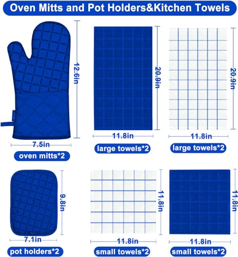 Oven Mitts Pot Holders Sets (Royal Blue)