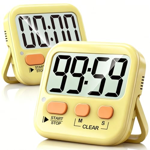 2 Pack Digital Timer for Kids Classroom Kitchen Timers for Cooking (1 * Yellow)