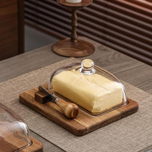 Butter Dish with Knife and Glass Lid